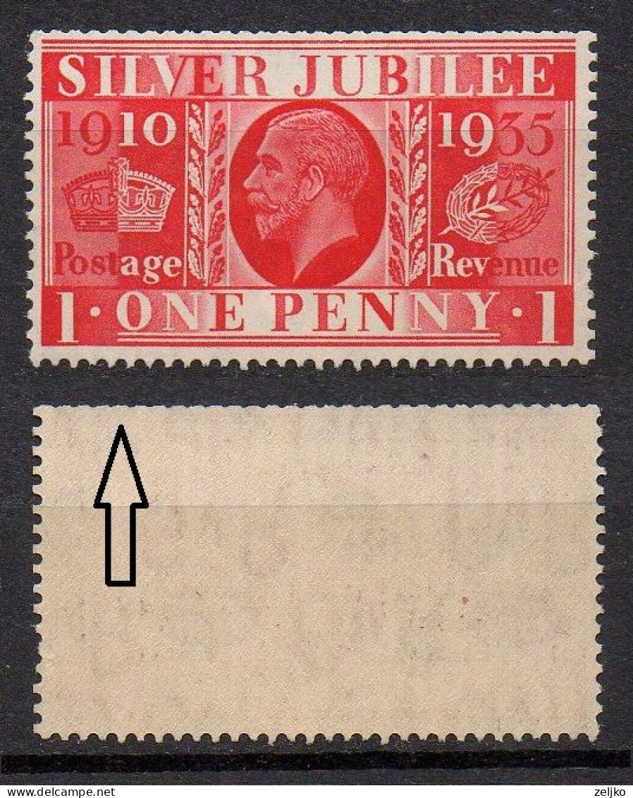 UK, GB, United Kingdom, MNH, 1935, Michel 190z, Watermark Inverted, George V, Silver Jubilee - Nuevos