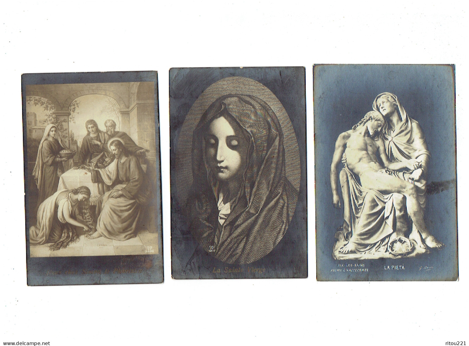 Lot 3 Cpa - La Sainte Vierge - Pieta Abbaye Hautecombe G. BRUN - Jesus Chez Simon - GG 5496 / 5877 - - Vierge Marie & Madones