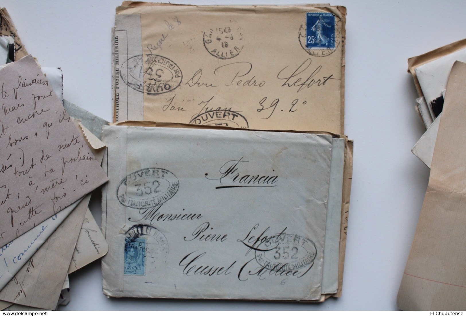 Gros lot correspondance lettres civils famille Allier Grande Guerre 14-18 WW1