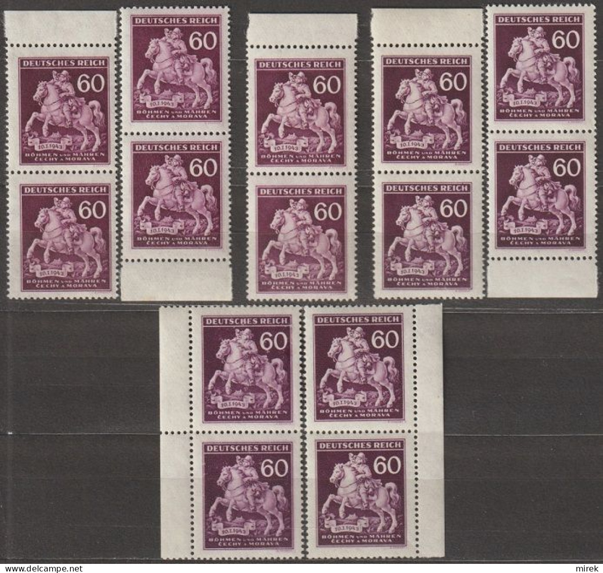06/ Pof. 102, Basic Colors; Border Pairs - Unused Stamps