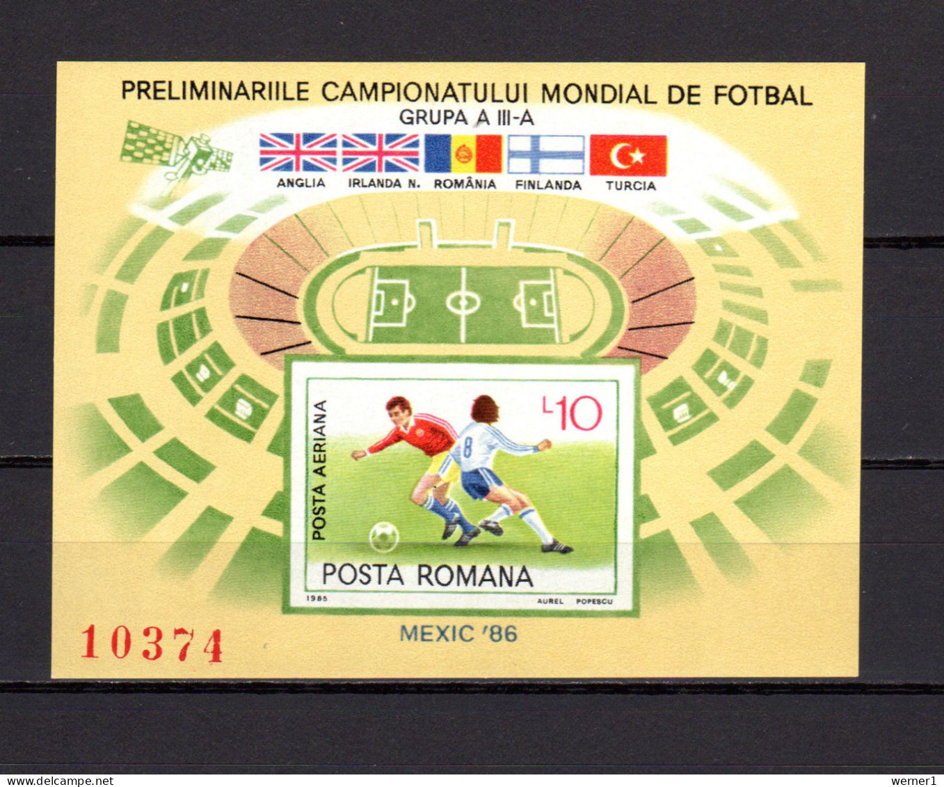 Romania 1985 Football Soccer World Cup, Space S/s Imperf. MNH - 1986 – Messico