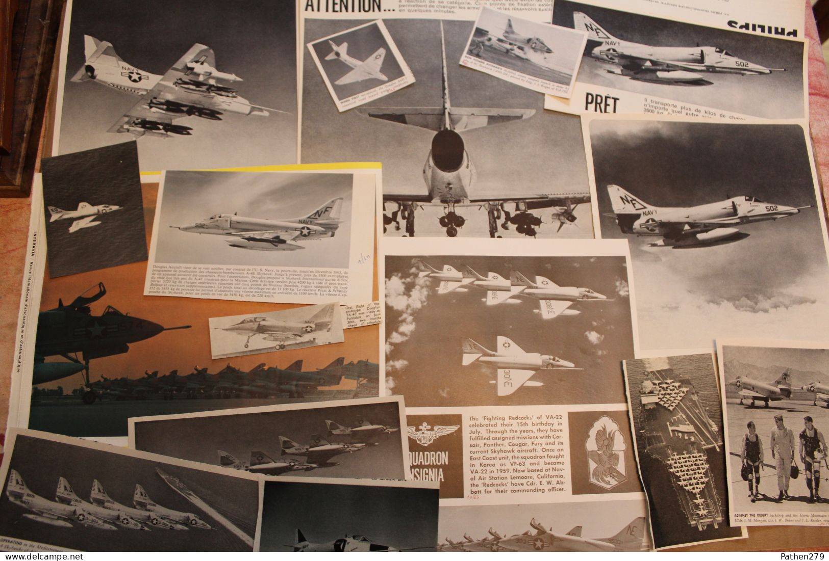 Lot De 339g D'anciennes Coupures De Presse Et Photo De L'aéronef Américain Douglas A-4 "Skyhawk" - Luchtvaart