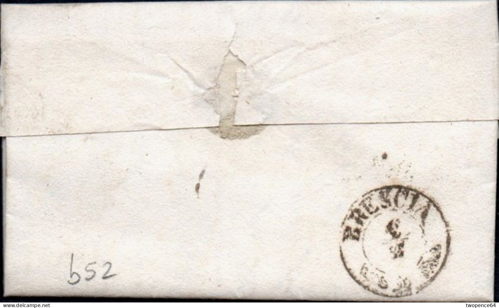 B52 - LETTERA PREFILATELICA DA VICENZA A BRESCIA 1850 - 1. ...-1850 Prefilatelia