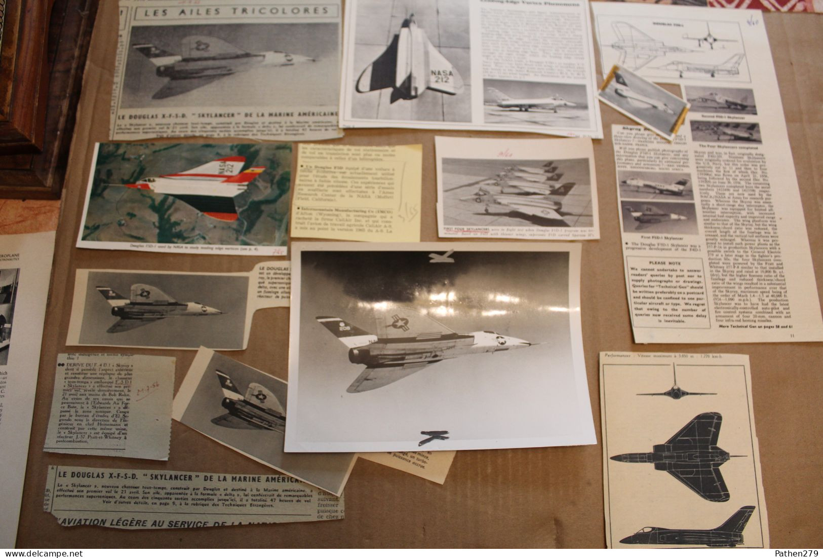 Lot De 14g D'anciennes Coupures De Presse Et Photo De L'aéronef Américain Douglas F-5D "Skylancer" - Luchtvaart