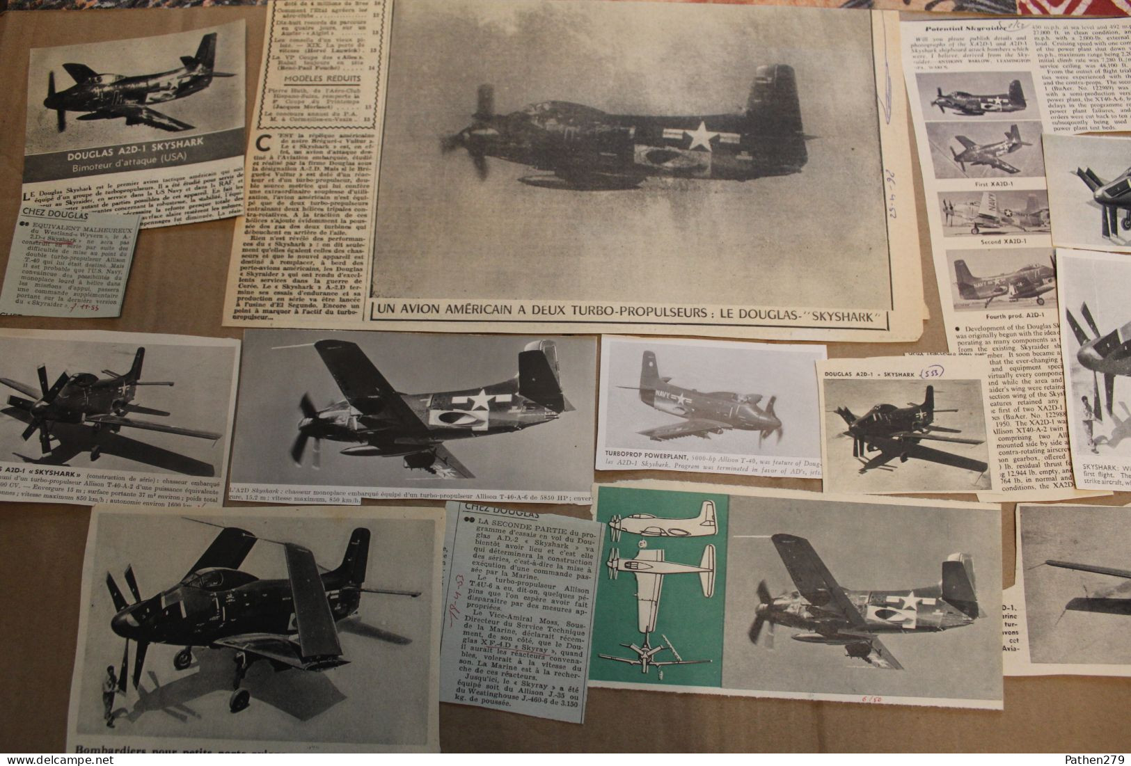 Lot De 11g D'anciennes Coupures De Presse De L'aéronef Américain Douglas A-2D "Skyshark" - Aviación