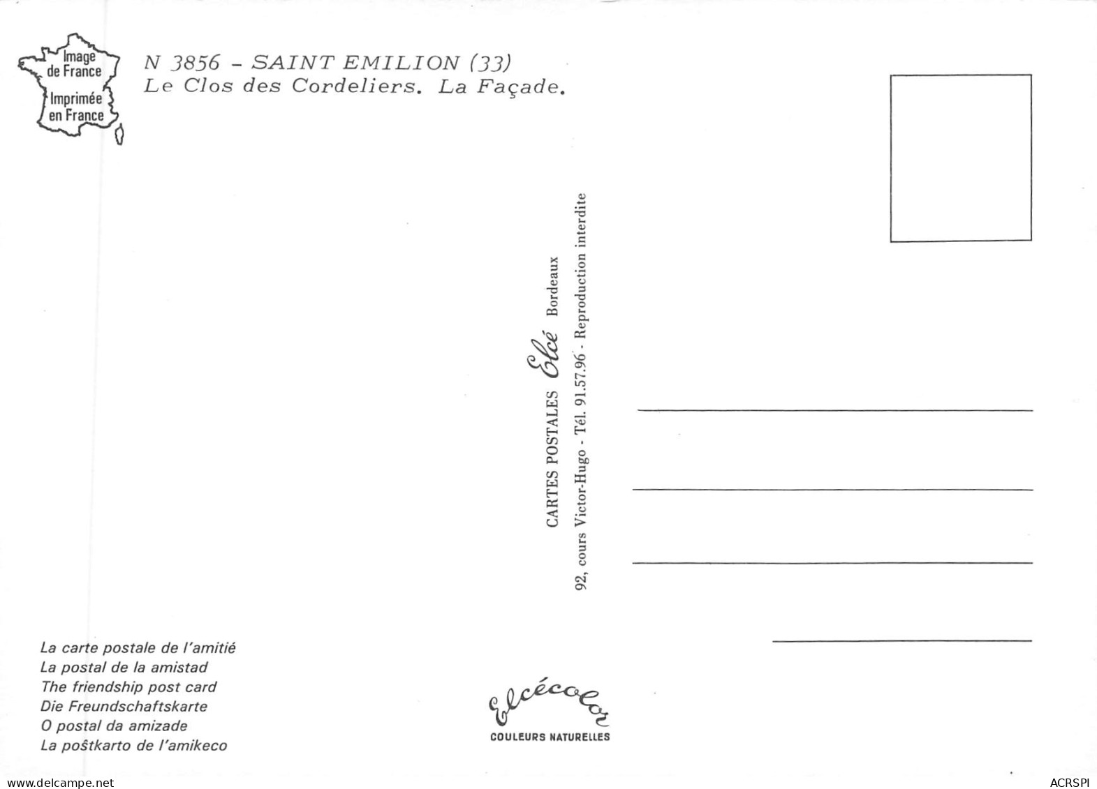 SAINT EMILION  Le Clos Des Cordeliers  La Facade  36 (scan Recto Verso)MG2803 - Saint-Emilion