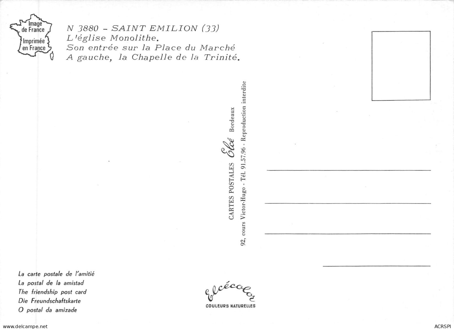 SAINT EMILION Place Du Marché Entrée De L'église Carte GAUFFREE  49 (scan Recto Verso)MG2803 - Saint-Emilion