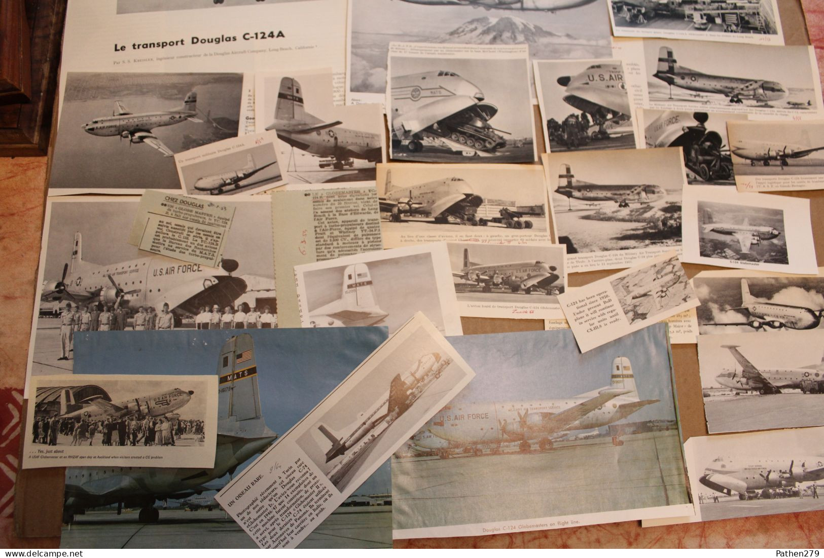 Lot De 106g D'anciennes Coupures De Presse Et Photo De L'aéronef Américain Douglas C-124 "Globemaster" - Fliegerei