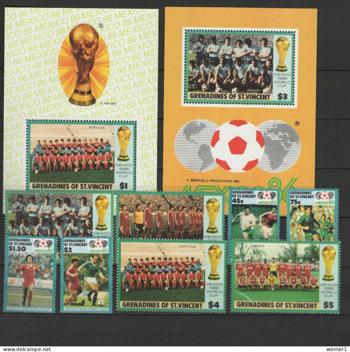 St. Vincent - Grenadines 1986 Football Soccer World Cup Set Of 8 + 2 S/s MNH - 1986 – Messico