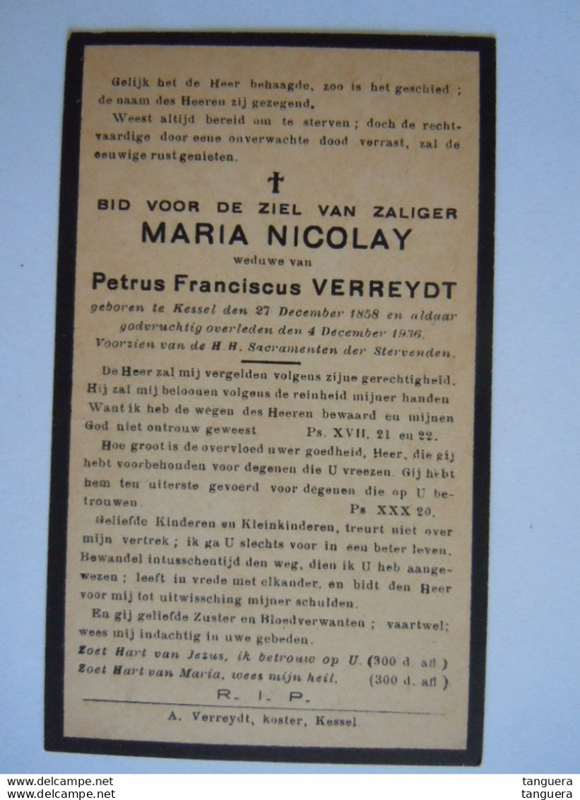 Doodsprentje Maria Nicolay Kessel 1858 - 1936 Wed. Petrus Franciscus Verreydt - Santini