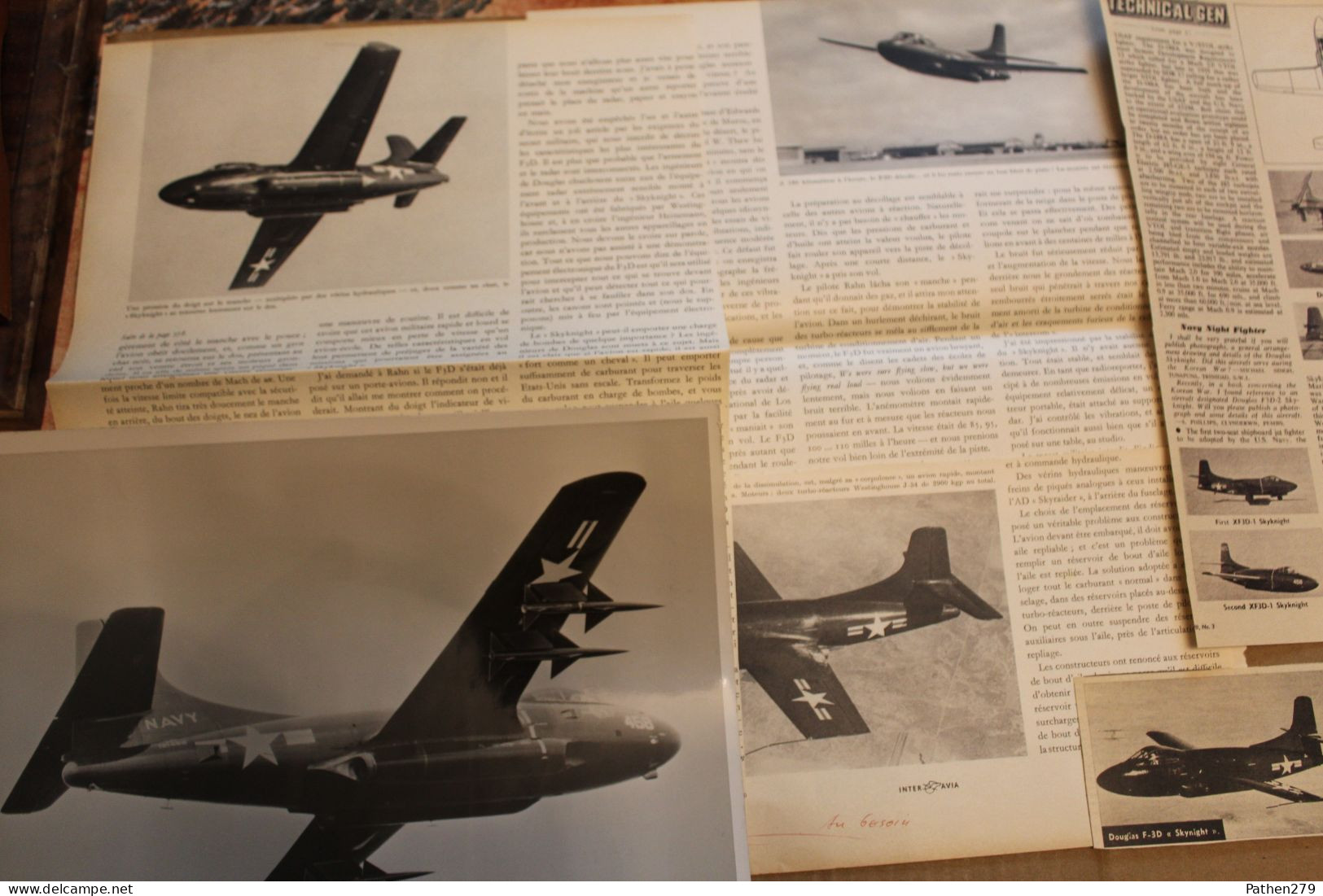Lot De 55g D'anciennes Coupures De Presse Et Photos De L'aéronef Américain Douglas F-3D "Skynight" - Aviation