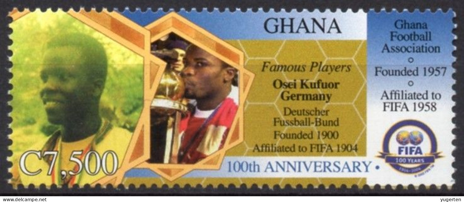GHANA 2004 - 1v - MNH - Osei Kuffour - Fußball - Futbol Futebol - Centenary FIFA Soccer Calcio - Bayern - Ghana Error - Unused Stamps