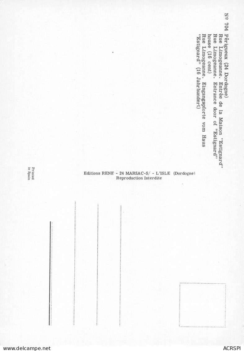 PERIGUEUX Entree De La Maison ESTIGNARD Rue Limogeanne  43(scan Recto Verso)MG2820 - Périgueux