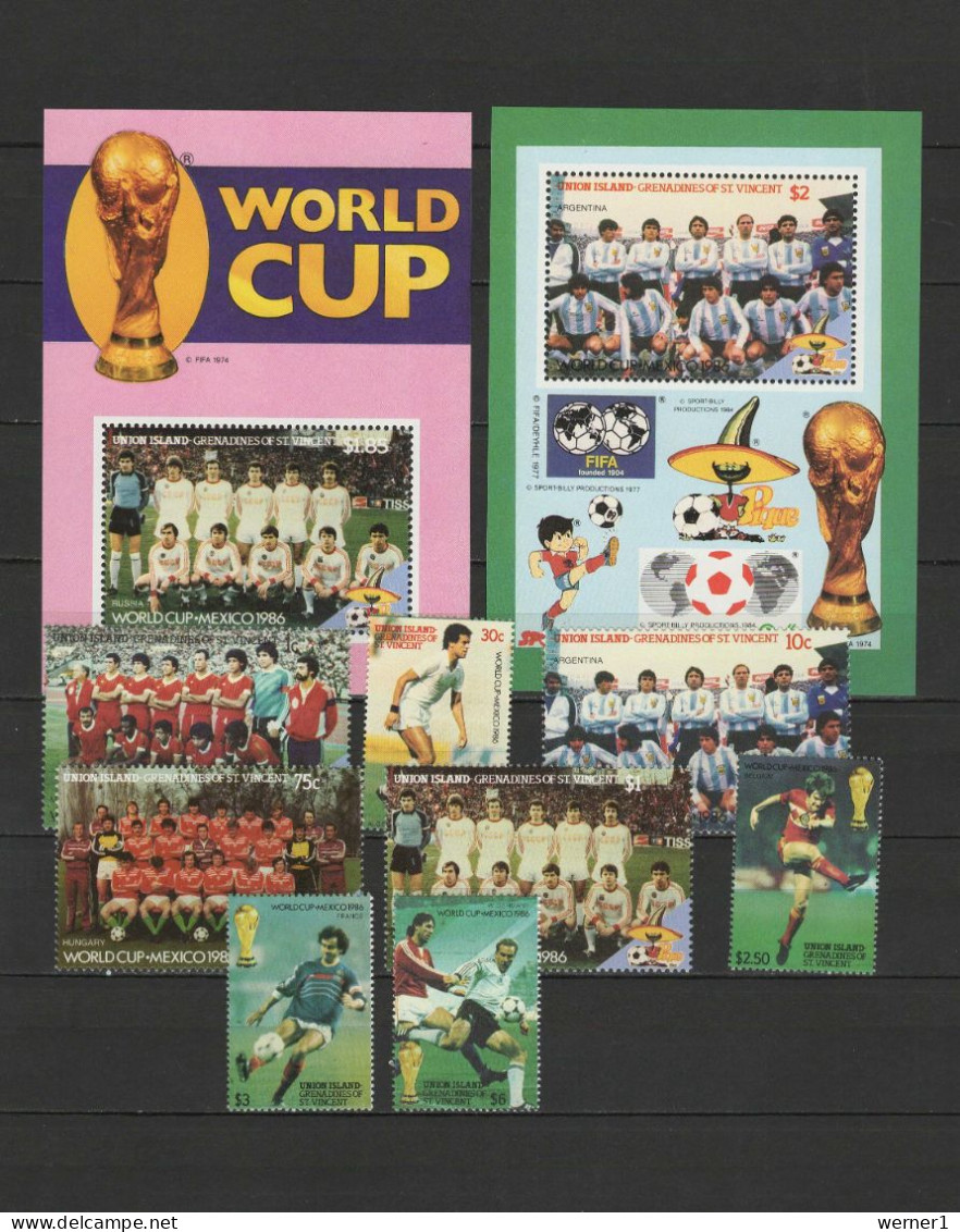 St. Vincent - Grenadines Union Island 1986 Football Soccer World Cup Set Of 8 + 2 S/s MNH - 1986 – Mexico