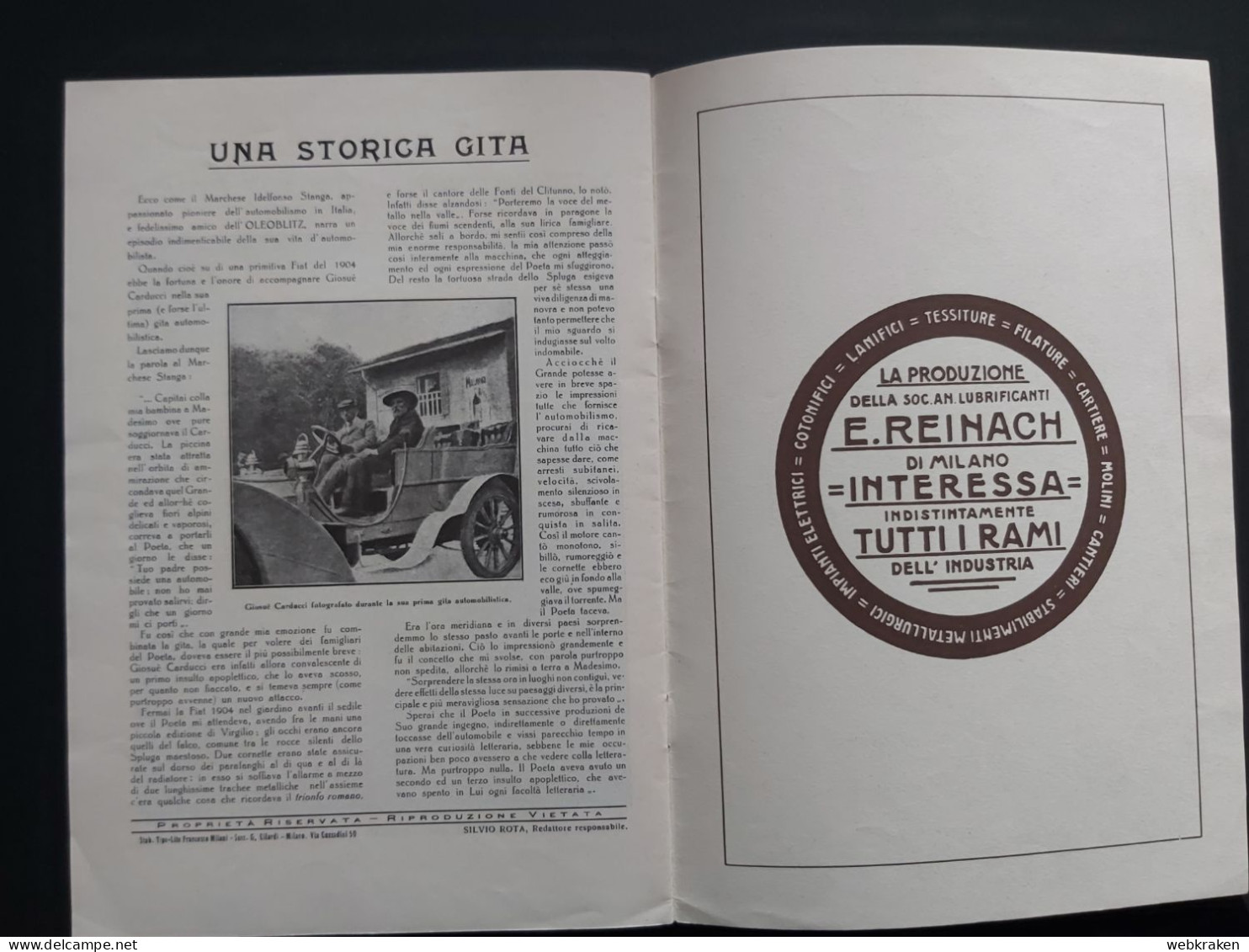 RIVISTA LE TRE FRECCE PUBBLICITà OLEOBLIZ 1930 DEDICA CAVACCHIOLI FUTURISTA FUTURISMO - Moteurs