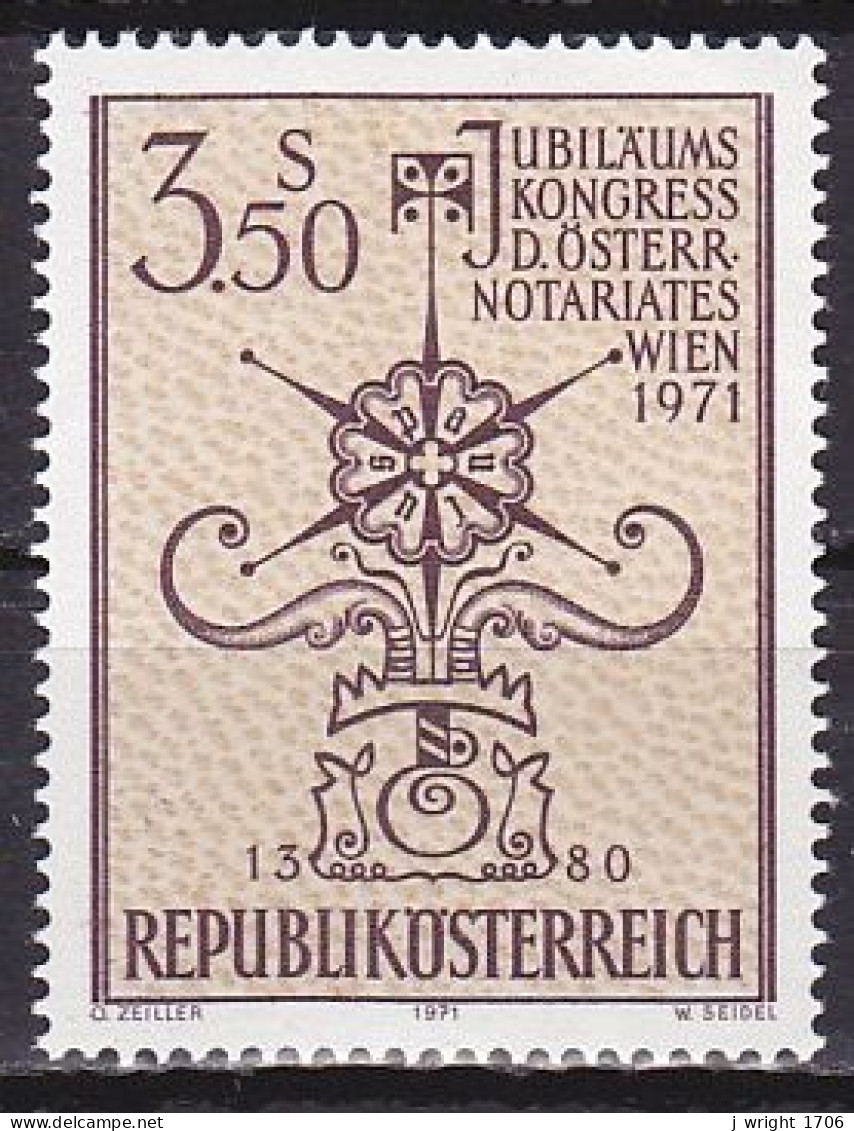 Austria, 1971, Austrian Notaries Statute Centenary, 3.50s, MNH - Neufs
