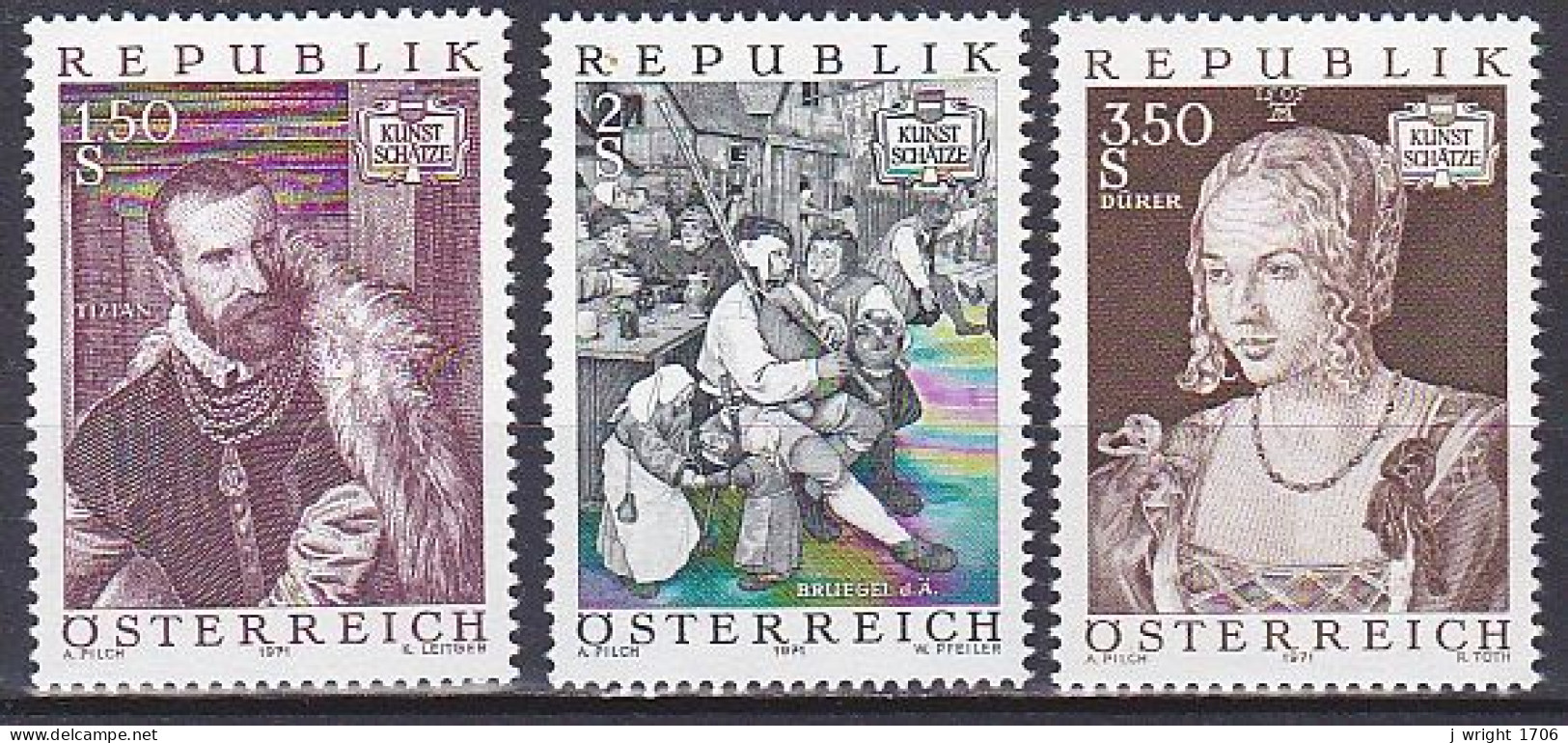 Austria, 1971, Vienna Museum Paintings, Set, MNH - Unused Stamps