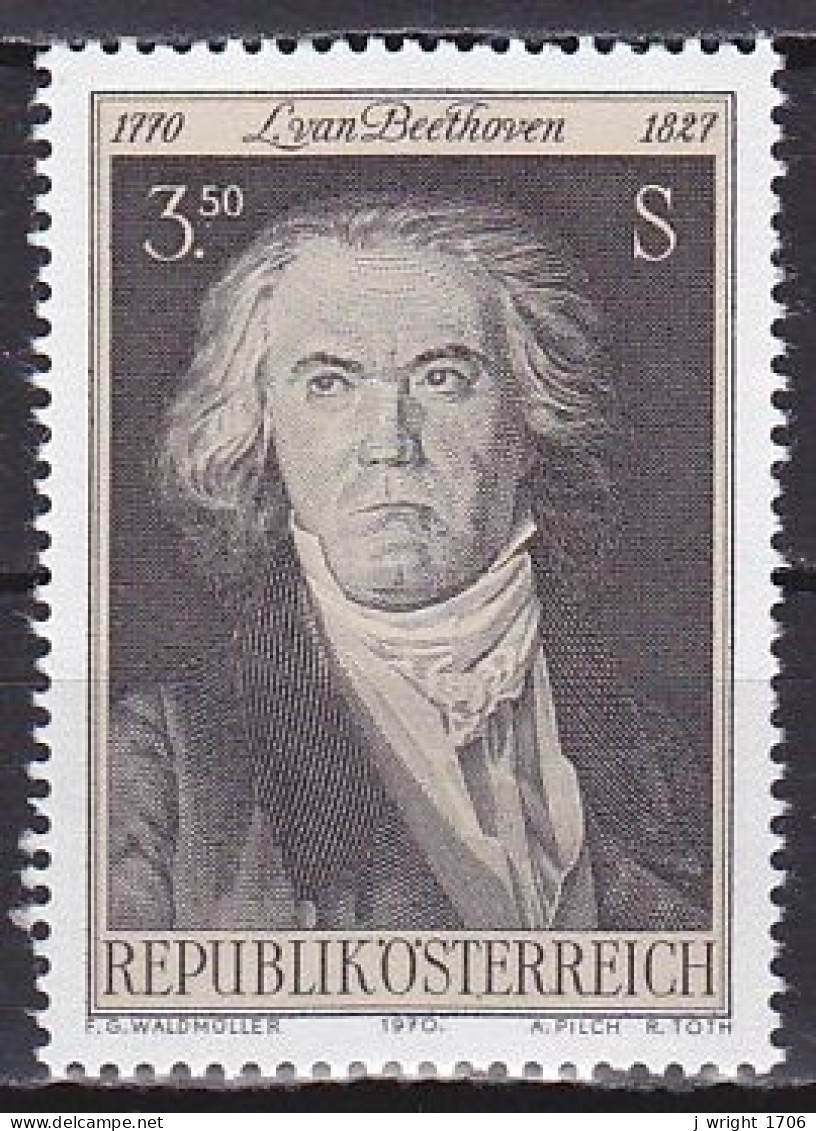 Austria, 1970, Ludwig Von Beethoven, 3.50s, MNH - Ongebruikt
