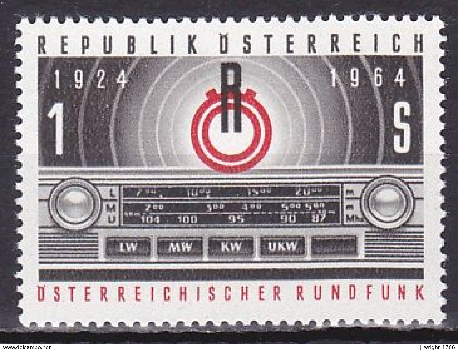 Austria, 1964, Radio Austria 40th Anniv, 1s, MNH - Ongebruikt