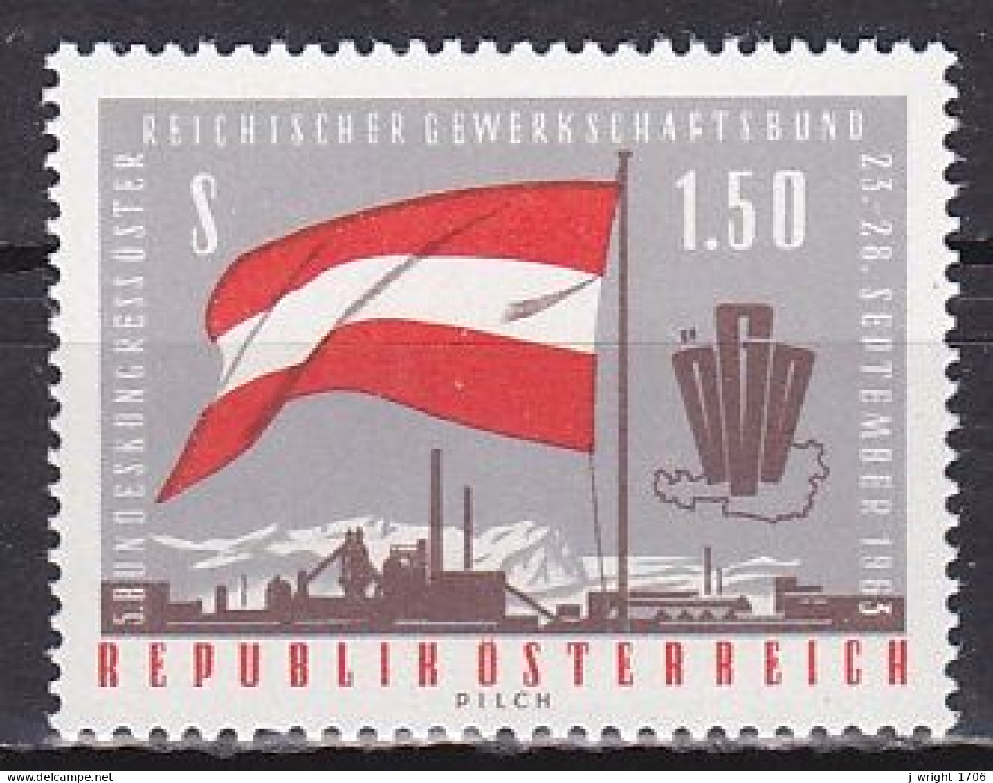 Austria, 1963, Austrian Trade Union Federation Cong, 1.50s, MNH - Nuovi