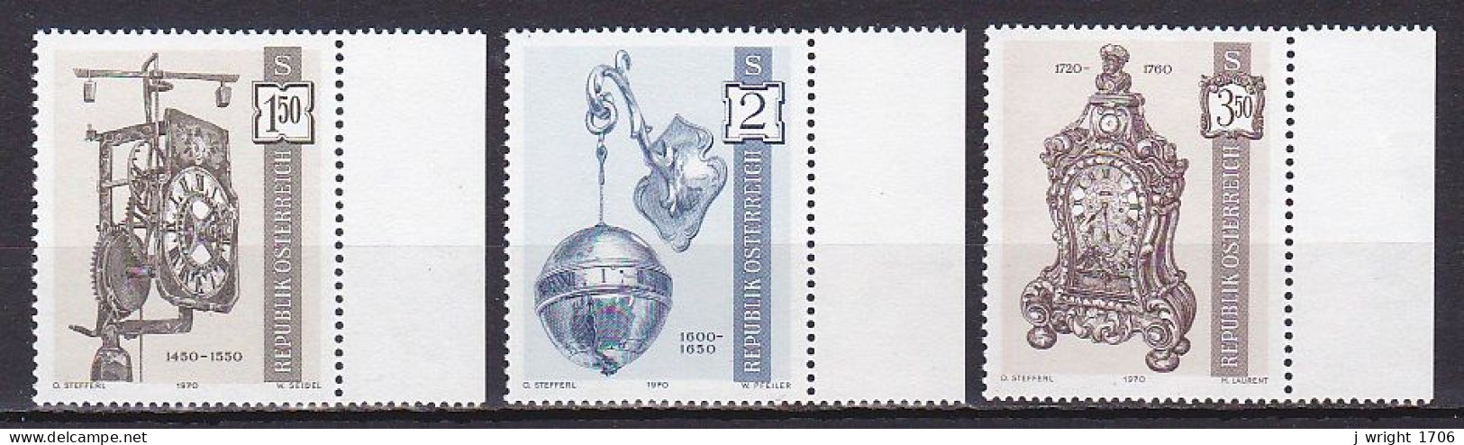 Austria, 1970, Antique Clocks 1st Issue, Set, MNH - Unused Stamps