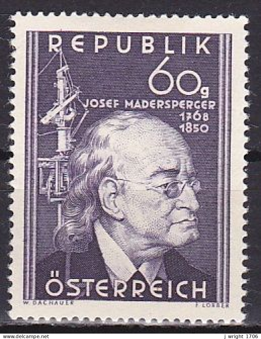 Austria, 1950, Josef Madersperger, 60g, MH - Ungebraucht