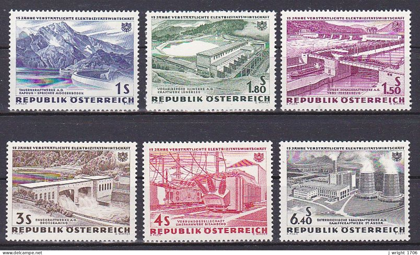 Austria, 1962, Electric Power Industries Nationalization 15th Anniv, Set, MNH - Neufs