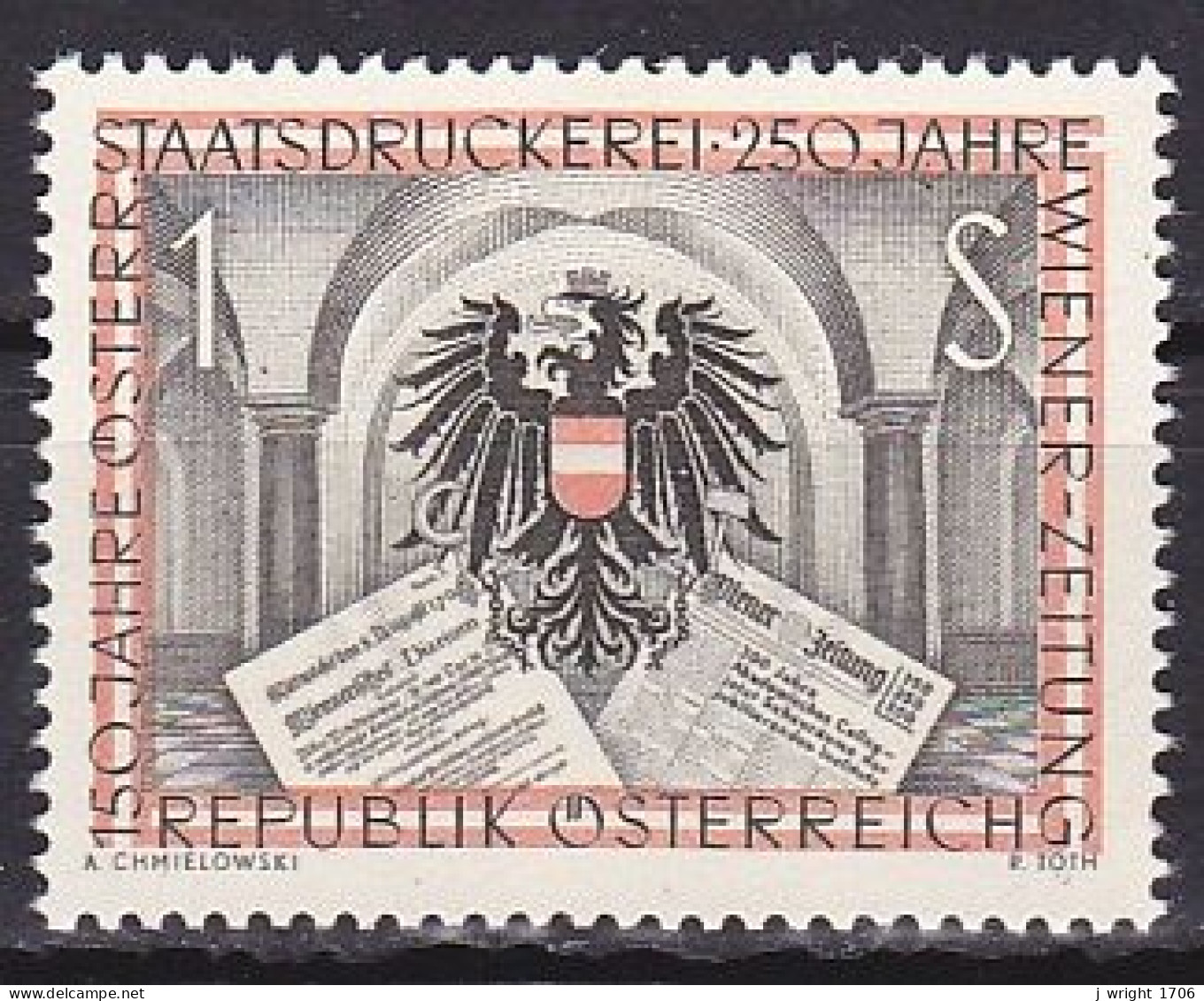 Austria, 1954, State Printing Works & Wiener Zeitung, 1s, MNH - Ungebraucht