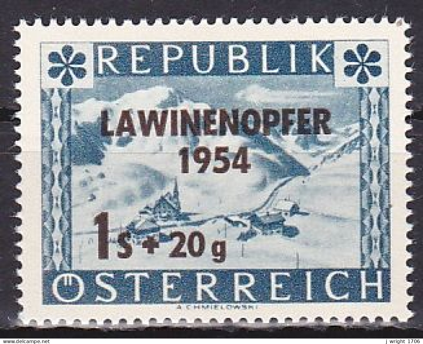 Austria, 1954, Avalanche Victims Fund, 1s + 20g, MNH - Ungebraucht