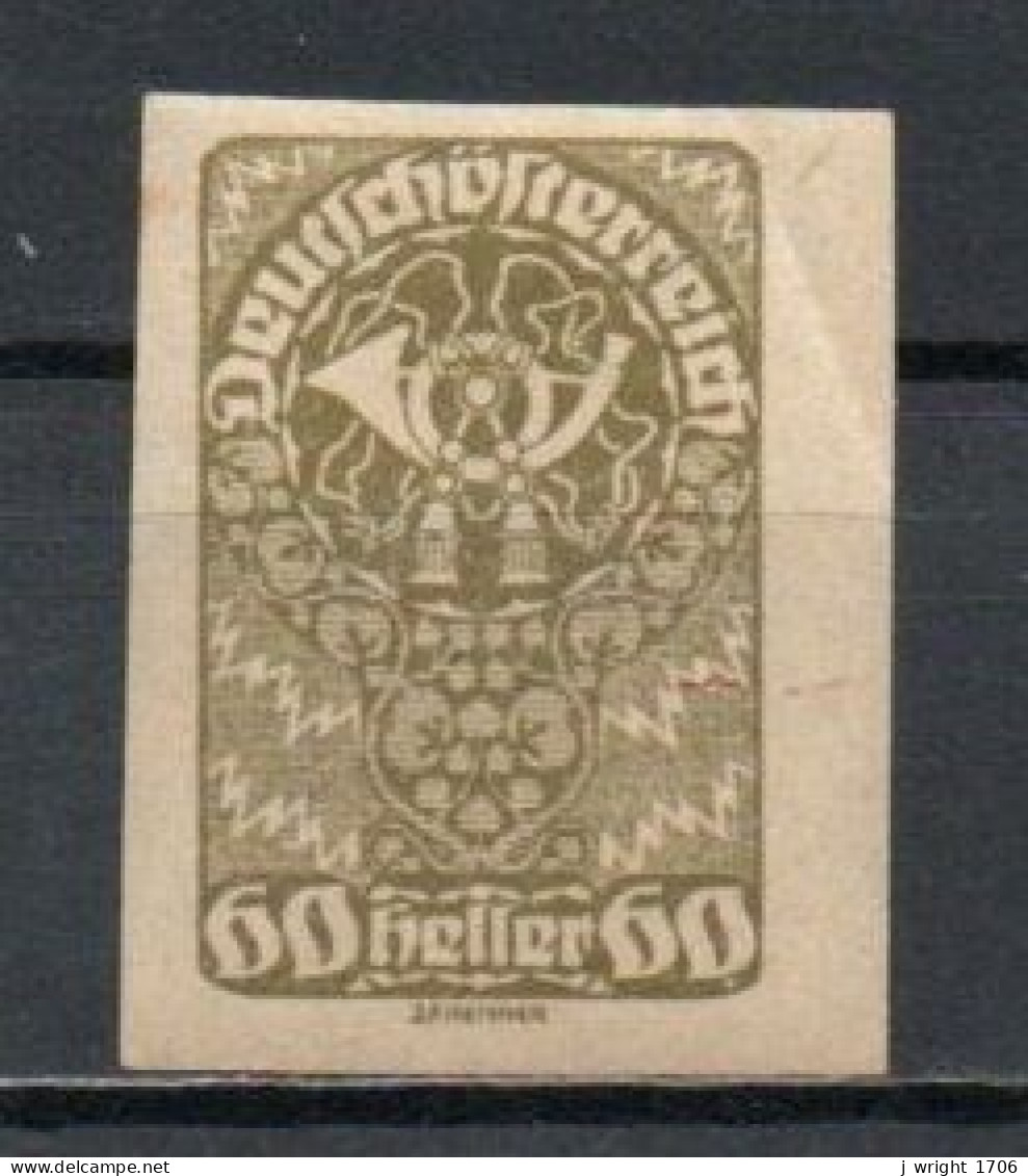 Austria, 1919, Posthorn, 60h/Imperf, MH - Unused Stamps