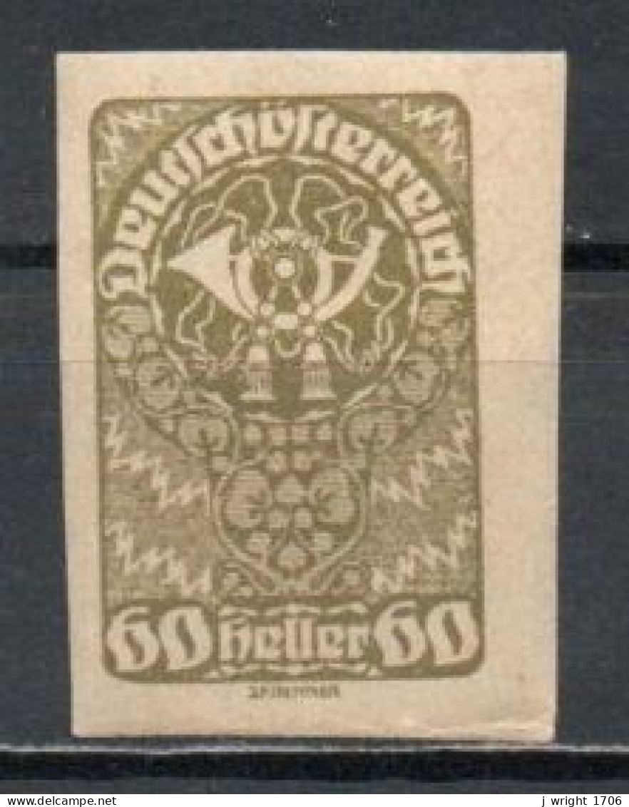 Austria, 1919, Posthorn, 60h/Imperf, MH - Neufs