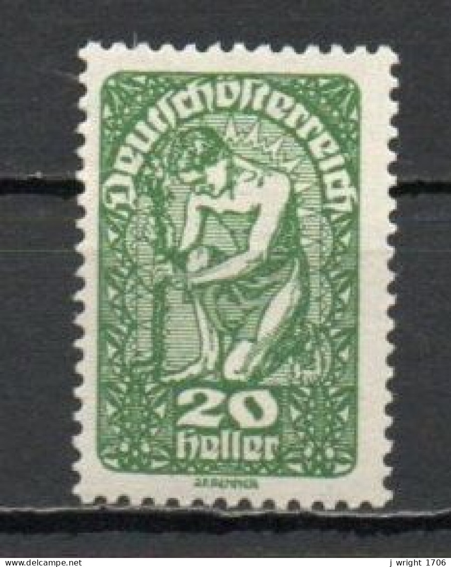Austria, 1919, Allegory/White Paper, 20h/Green, MH - Nuovi