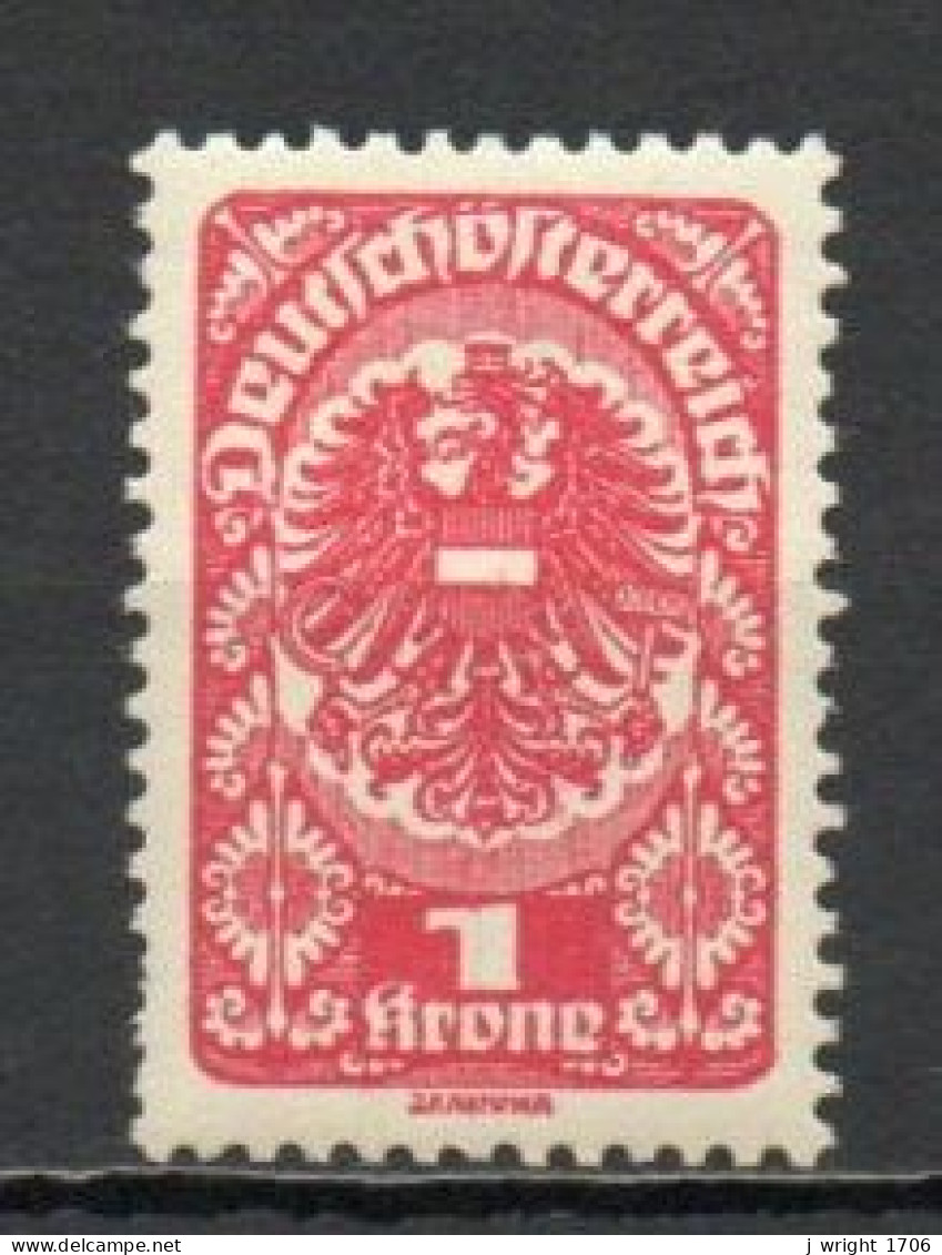 Austria, 1919, Coat Of Arms/White Paper, 1kr/Red, MH - Nuovi