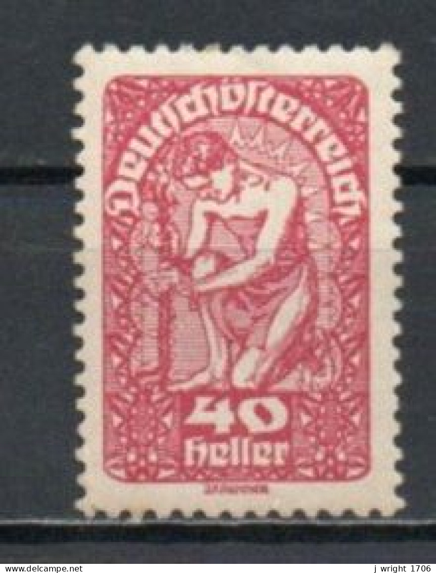 Austria, 1919, Allegory/White Paper, 40h/Red, MH - Unused Stamps