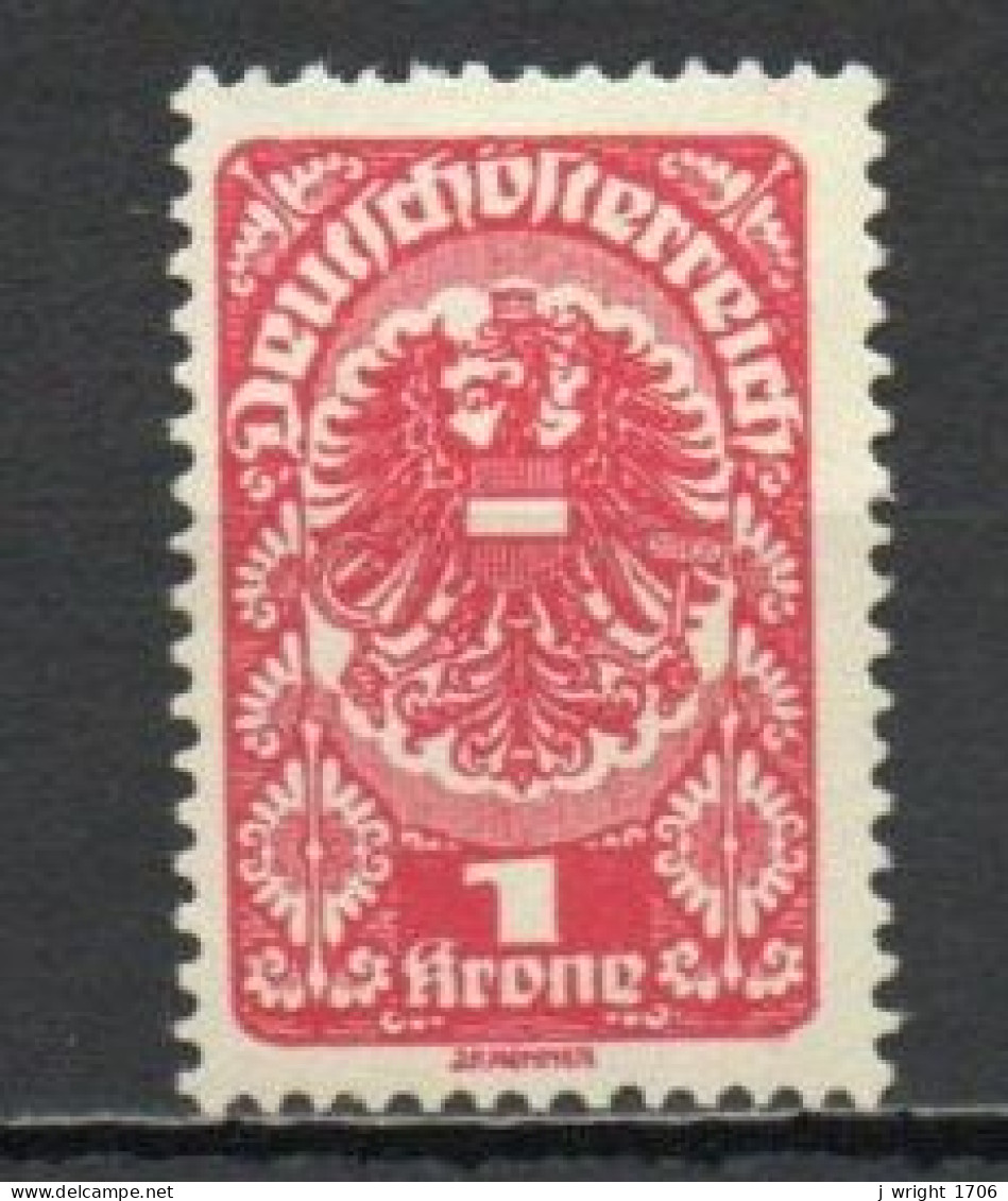 Austria, 1919, Coat Of Arms/White Paper, 1kr/Red, MNH - Unused Stamps