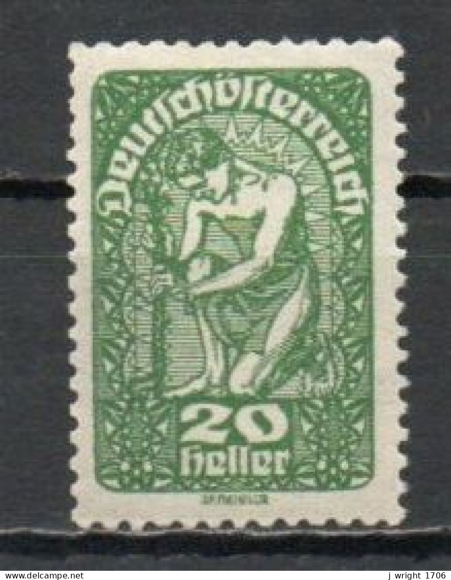Austria, 1919, Allegory/White Paper, 20h/Green, MNH - Nuovi