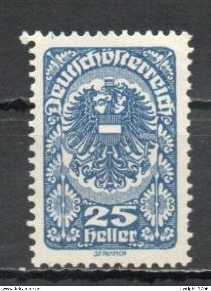 Austria, 1919, Coat Of Arms/White Paper, 25h, MNH - Neufs