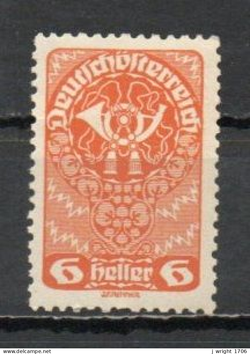 Austria, 1919, Posthorn/White Paper, 6h, MNH - Unused Stamps