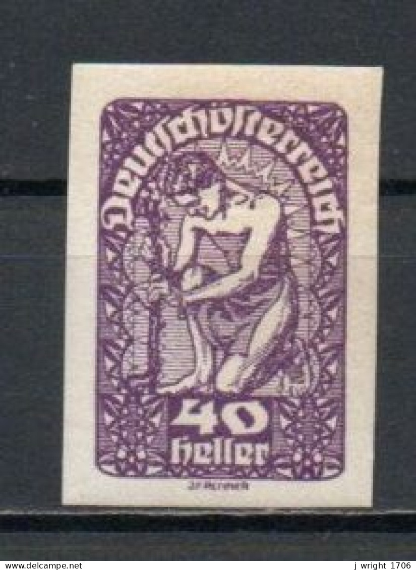 Austria, 1919, Allegory, 40h/Violet Imperf, MNH - Ungebraucht