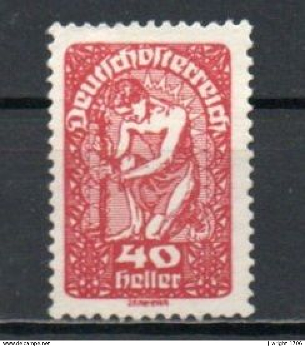 Austria, 1919, Allegory/White Paper, 40h/Red, UNUSED NO GUM - Unused Stamps