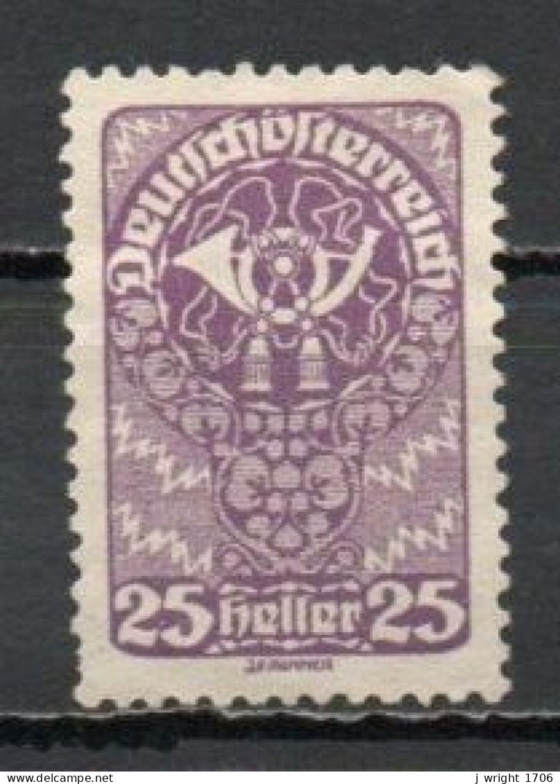 Austria, 1919, Posthorn/White Paper, 25h, UNUSED NO GUM - Unused Stamps