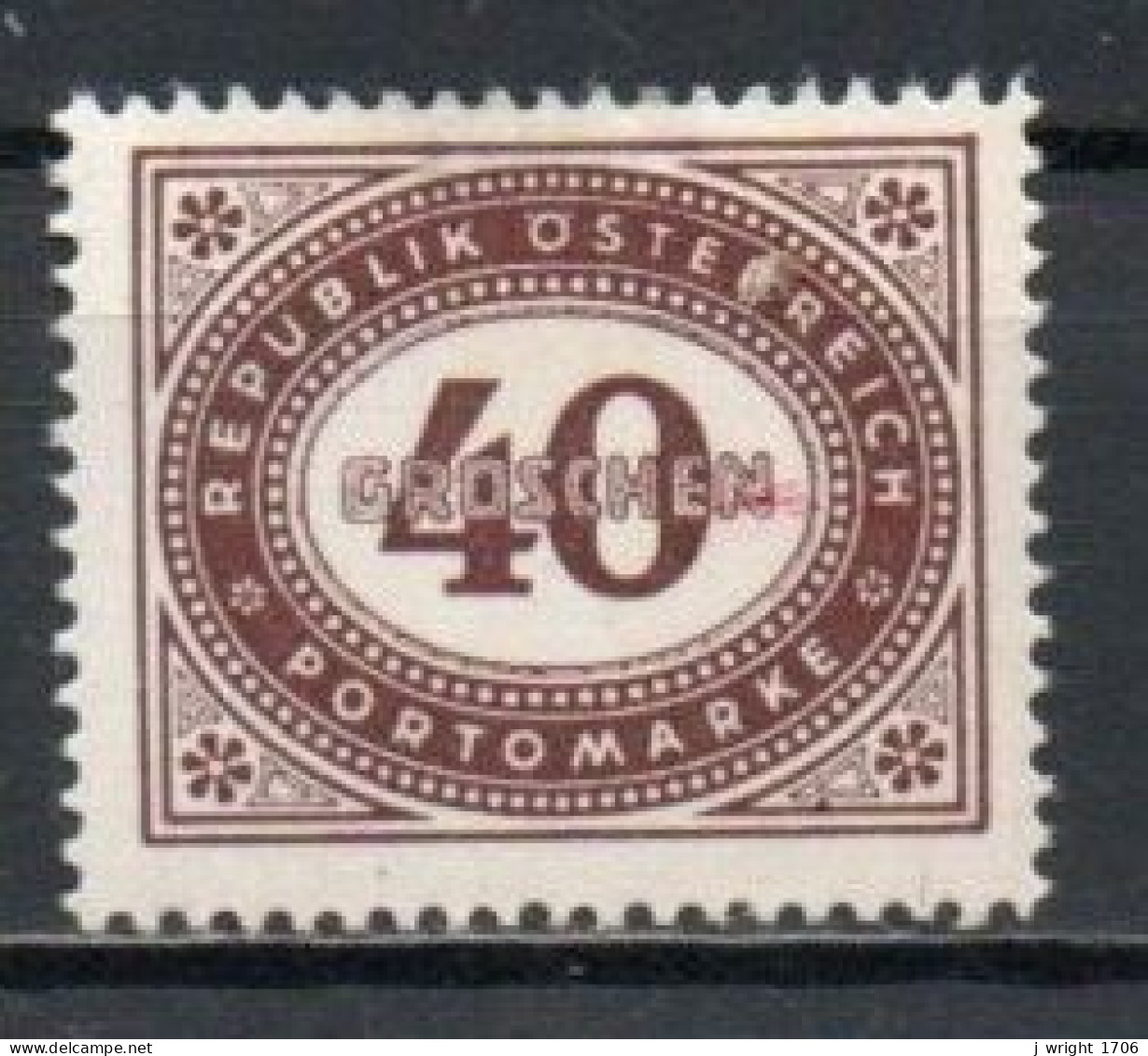 Austria, 1947, Numeral In Oval Frame, 40g, MH - Strafport