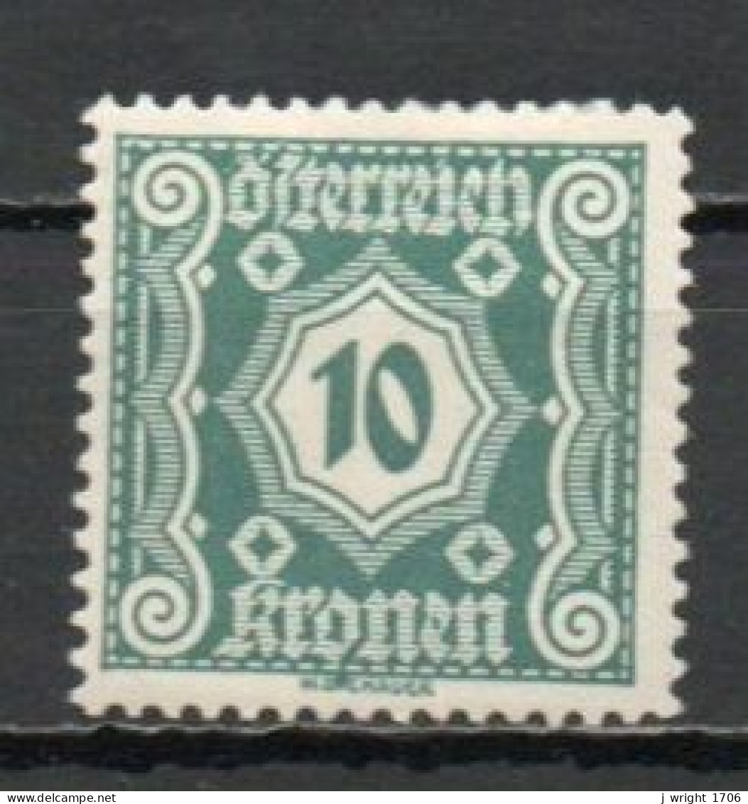 Austria, 1922, Numeral/Small Format, 10kr, MH - Strafport
