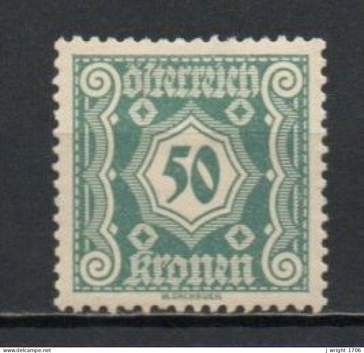 Austria, 1922, Numeral/Small Format, 50kr, MH - Strafport