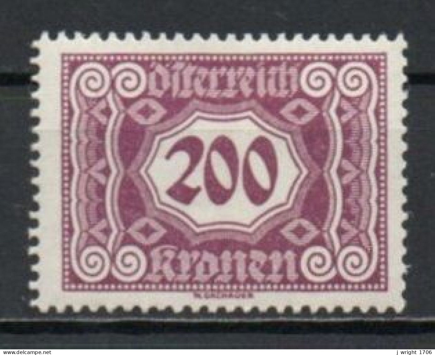 Austria, 1922, Numeral/Inflation Issue, 200kr, MH - Taxe