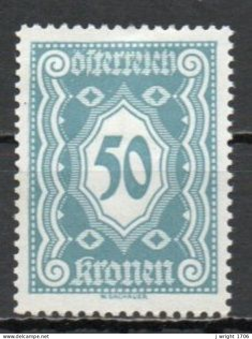 Austria, 1922, Numeral/Large Format, 50kr, MH - Segnatasse