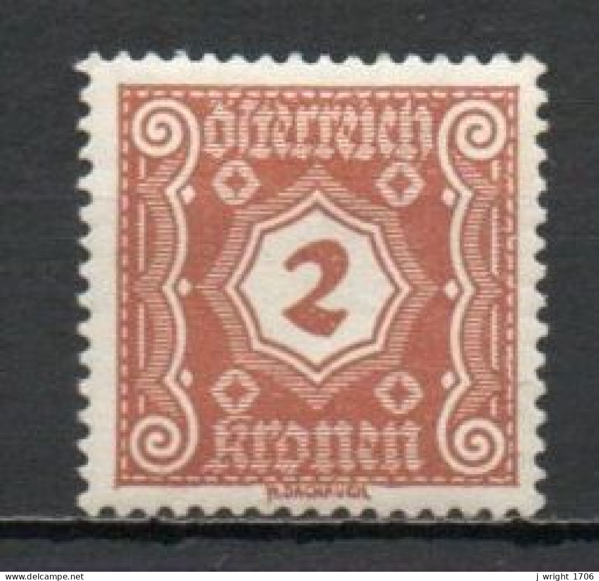 Austria, 1922, Numeral/Large Format, 1kr, MH - Strafport