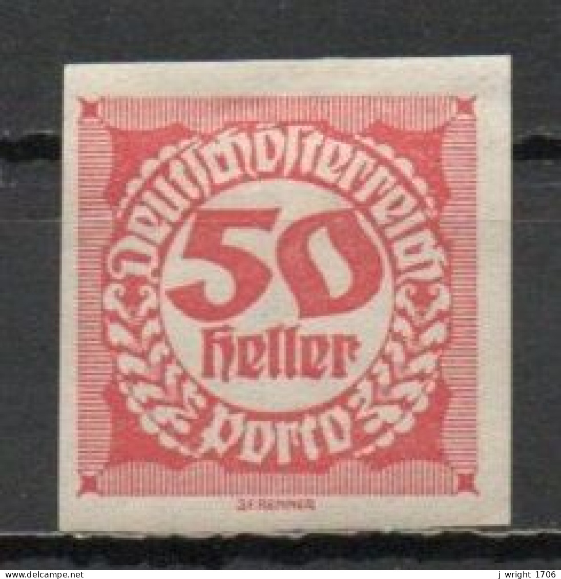 Austria, 1920, Numeral/Imperf, 50h, MH - Strafport