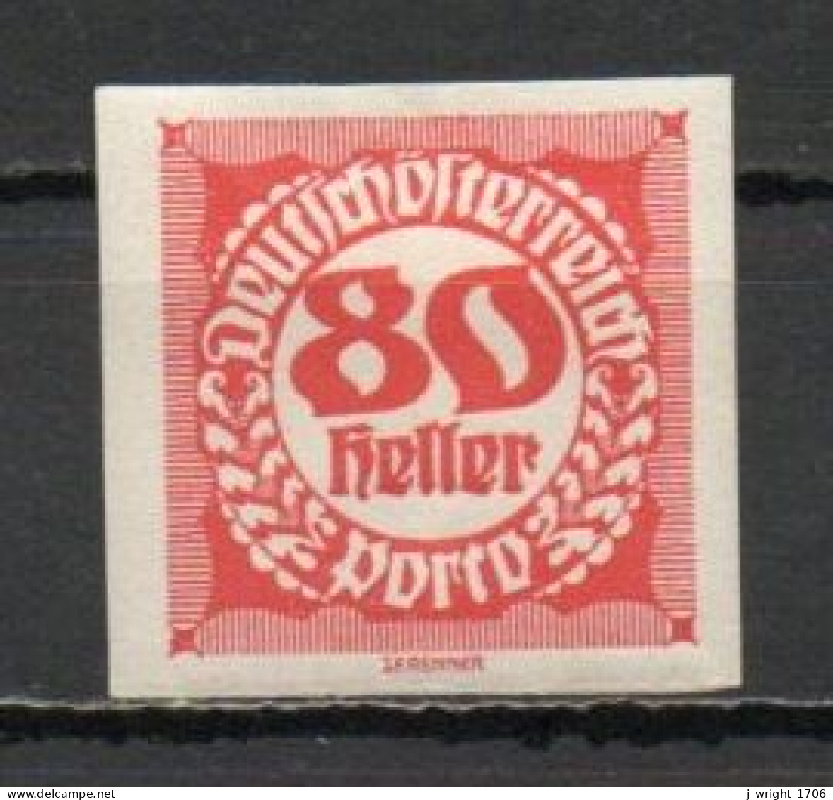 Austria, 1920, Numeral/Imperf, 80h, MH - Impuestos