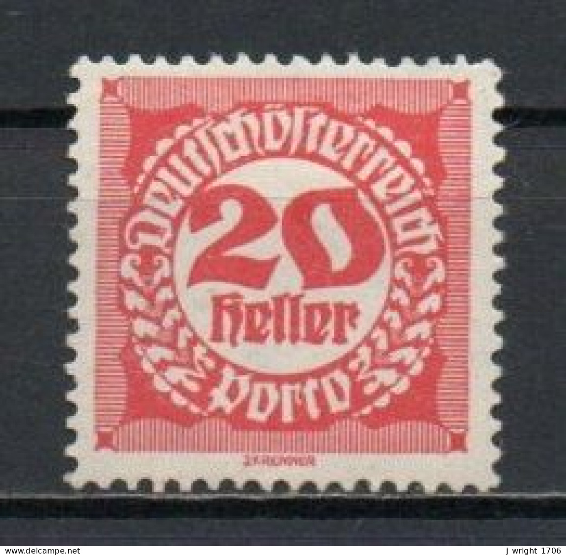 Austria, 1920, Numeral, 20h, MH - Taxe